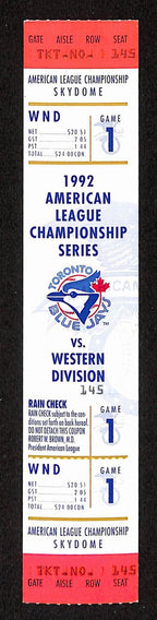 1992 ALCS Game 1 Oakland Athletics vs. Toronto Blue Jays Full Ticket 194155