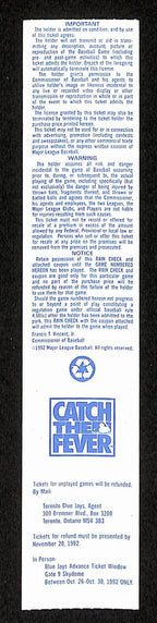 1992 ALCS Game 1 Oakland Athletics vs. Toronto Blue Jays Full Ticket 194155