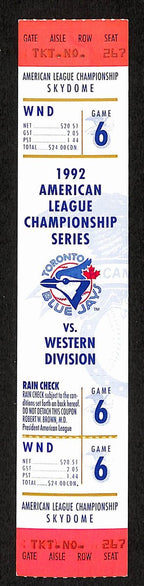 1992 ALCS Game 6 Oakland Athletics vs. Toronto Blue Jays Full Ticket 194157