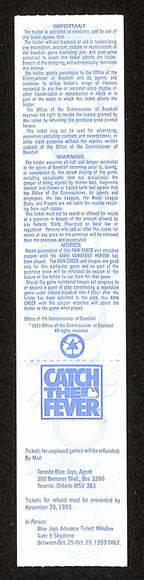 1993 ALCS Game 3 Chicago White Sox vs. Toronto Blue Jays Full Ticket 194150