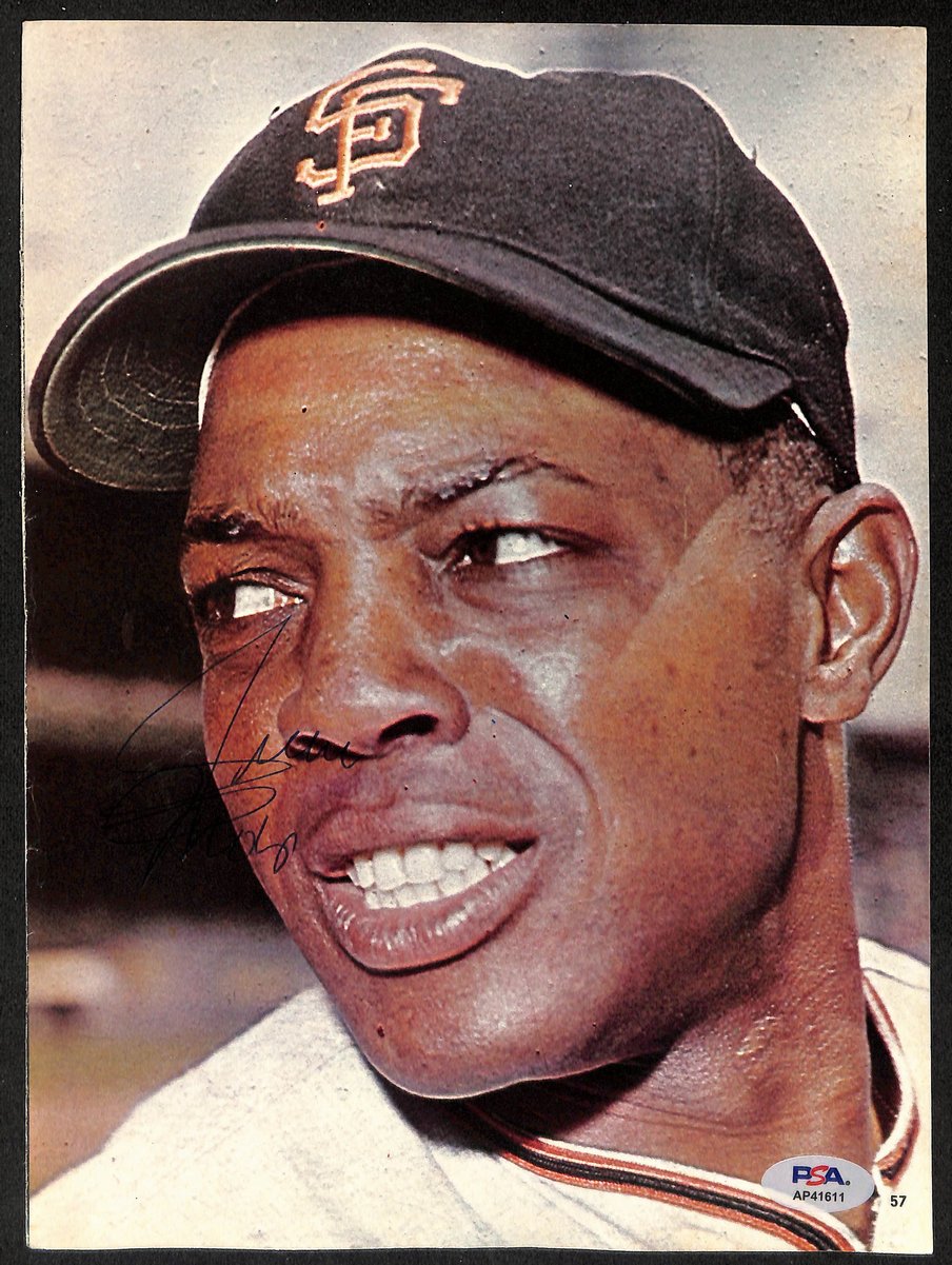 Willie Mays/Al Kaline HOF Signed/Auto 8x10 Magazine Photo PSA/DNA 196680