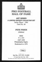Pete Pihos HOF Signed/Auto 1991 Goal Line Art GLAC Postcard Eagles JSA 196058
