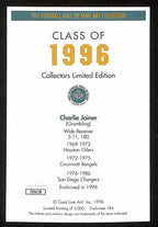 Charlie Joiner Signed/Inscr 1996 Goal Line Art GLAC Postcard Chargers JSA 196064
