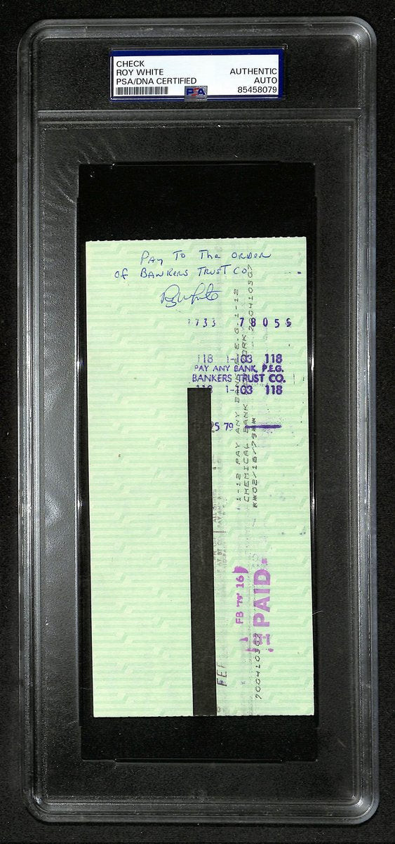 Roy White Signed/Auto 1979 NY Yankees Payroll Bank Check PSA/DNA 194530