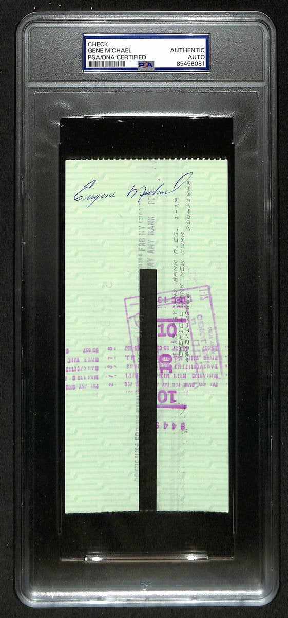 Gene Michael Signed/Auto 1978 NY Yankees Payroll Bank Check PSA/DNA 194533