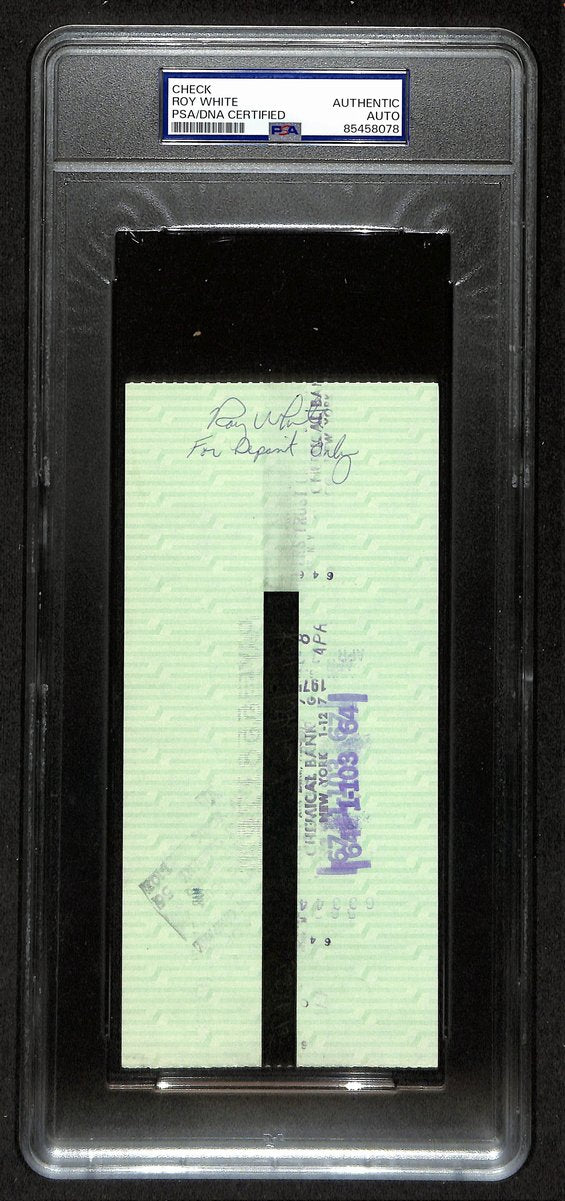 Roy White Signed/Auto 1975 NY Yankees Payroll Bank Check PSA/DNA 194537