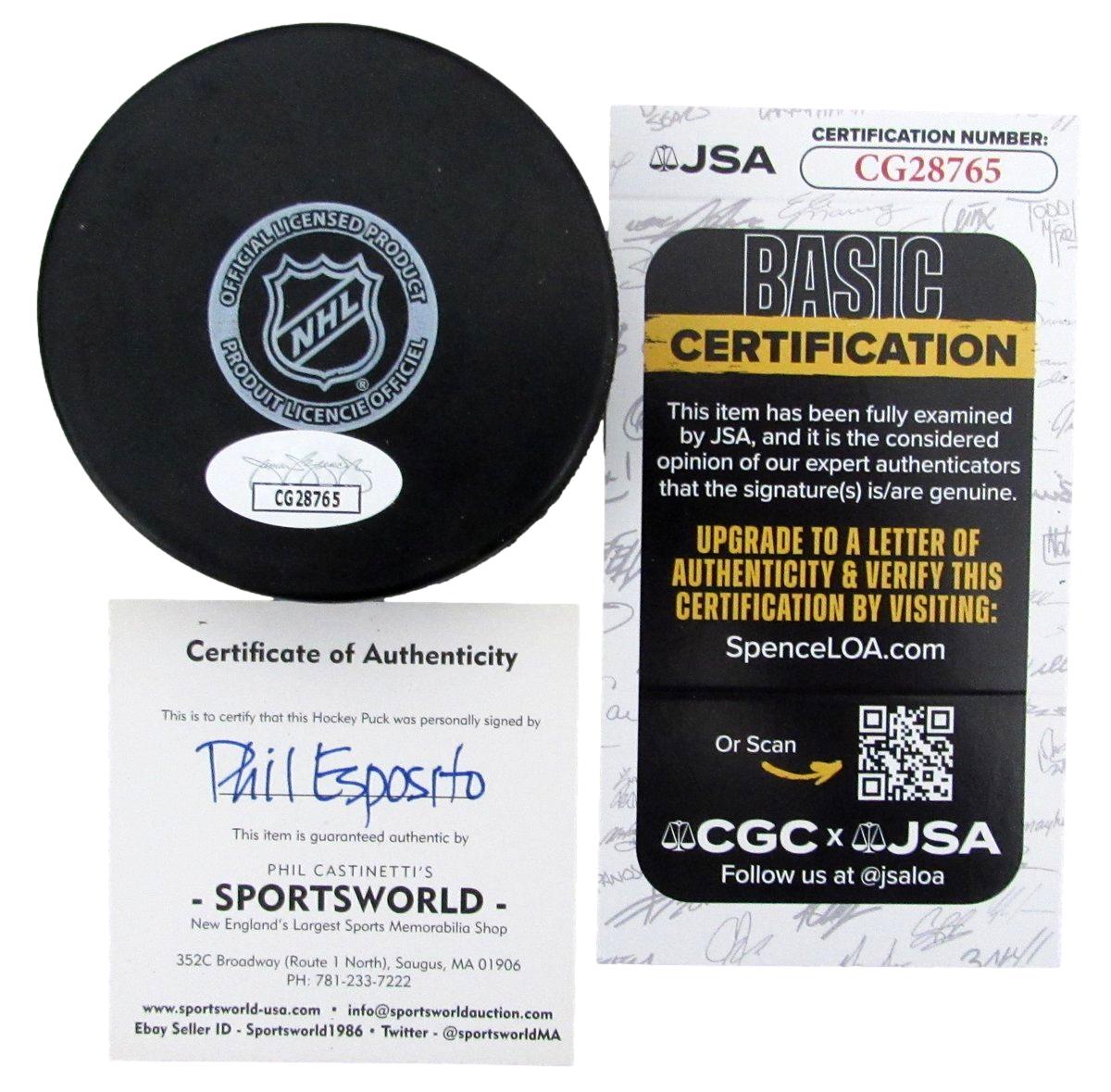 Phil Esposito HOF Signed/Autographed Chicago Blackhawks Hockey Puck JSA 197335