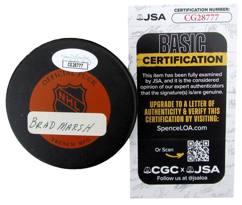 Brad Marsh Signed/Autographed Detroit Red Wings Hockey Puck JSA 197345