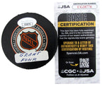 Grant Fuhr HOF Signed/Autographed Edmonton Oilers Hockey Puck JSA 197346