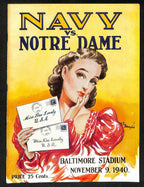 1940 Navy vs Notre Dame Vintage College Football Game Program 195829