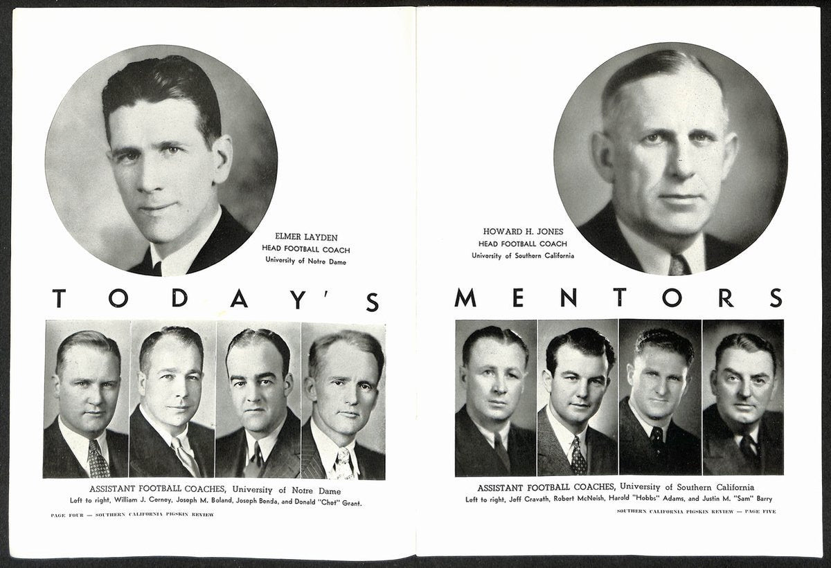 1938 Notre Dame @ USC Vintage College Football Game Program 195844