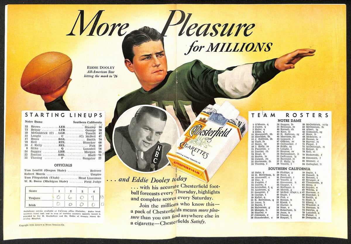 1938 Notre Dame @ USC Vintage College Football Game Program 195844
