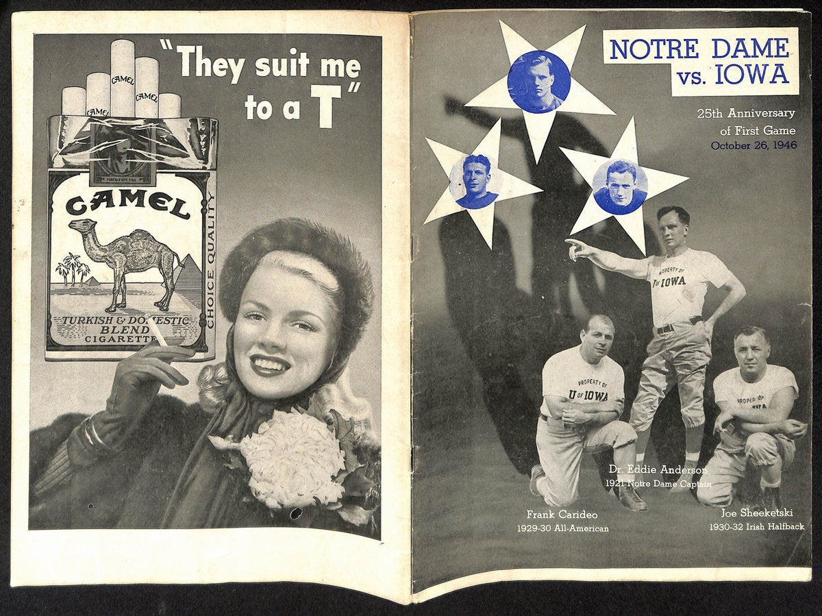1946 Iowa vs Notre Dame Rare Vintage College Football Game Program 194577