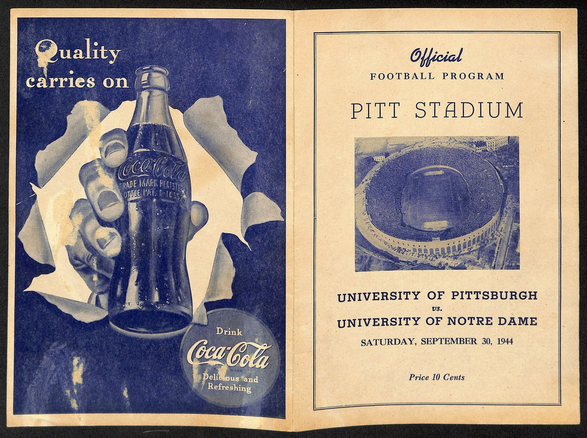 1944 Pitt vs Notre Dame Rare Vintage College Football Game Program 194578
