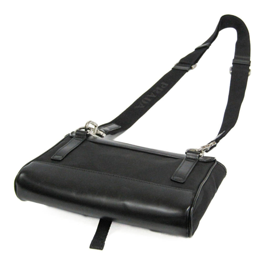 Prada // Leather + Re-Nylon Shoulder Bag // Black // Pre-Owned