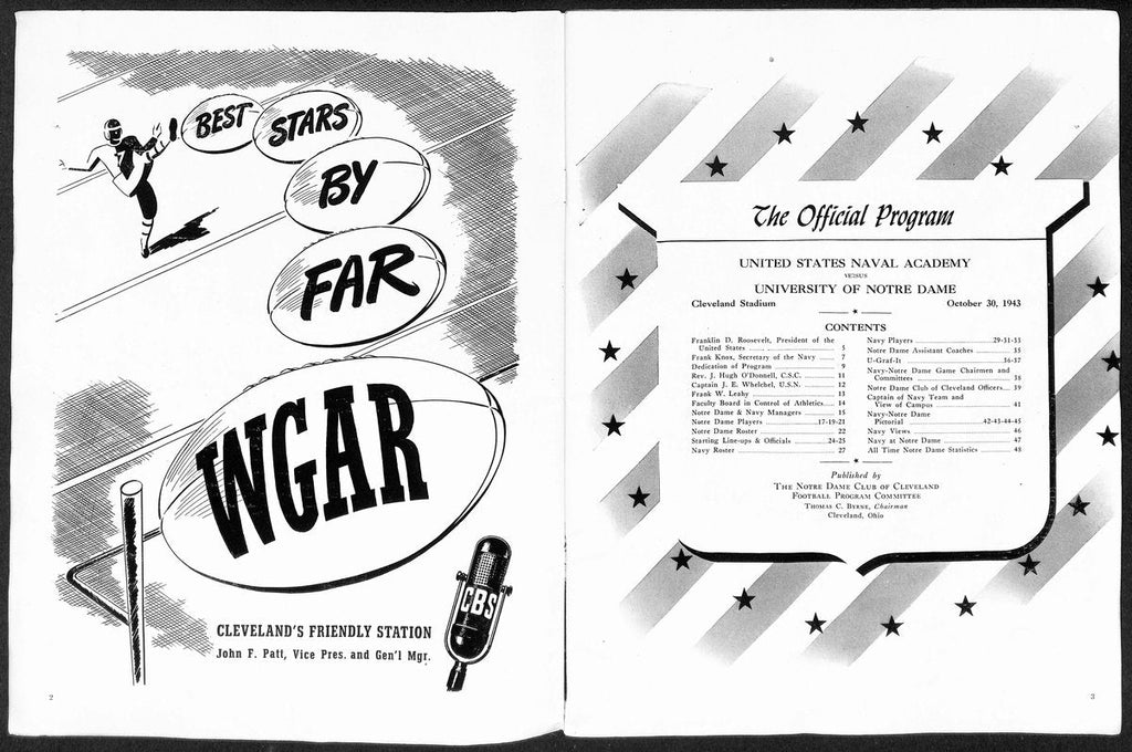 1943 Navy vs Notre Dame Vintage College Football Program 196436