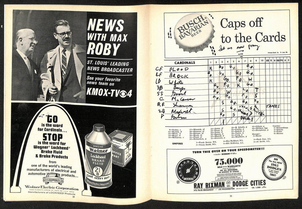 1964 World Series Program Cardinals vs. Yankees at Busch Stadium 197072