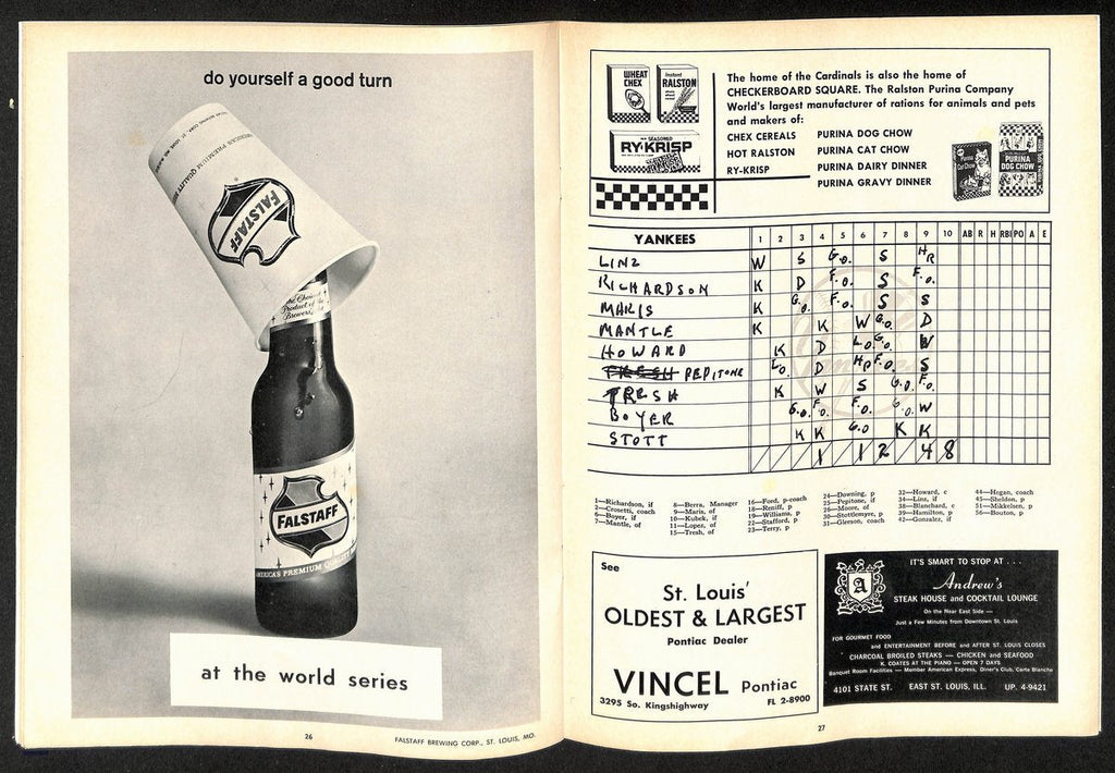 1964 World Series Program Cardinals vs. Yankees at Busch Stadium 197072