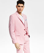 Men's Slim Fit Linen Suit Jacket - Blue Chambray