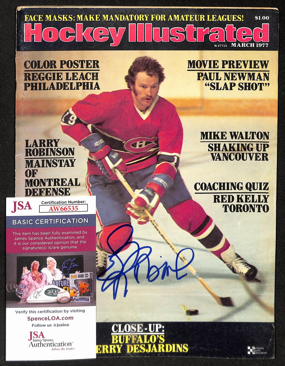 Larry Robinson Montreal Canadiens Signed 1977 Hockey Illustrated  JSA 197158
