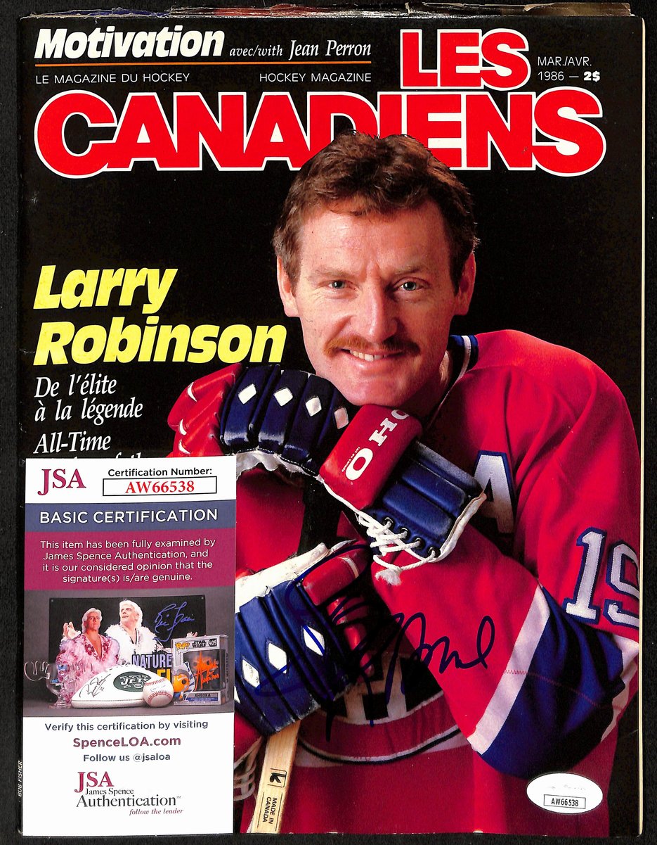 Larry Robinson Montreal Canadiens Signed 1986 Les Canadiens Magazine JSA 197160