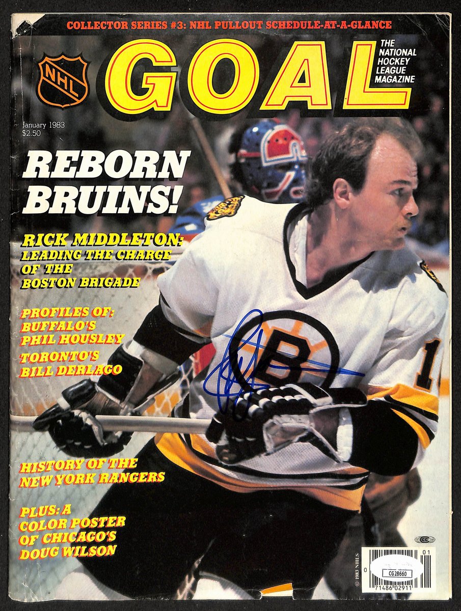 Rick Middleton Boston Bruin Signed January 1983 Goal Magazine JSA 197190