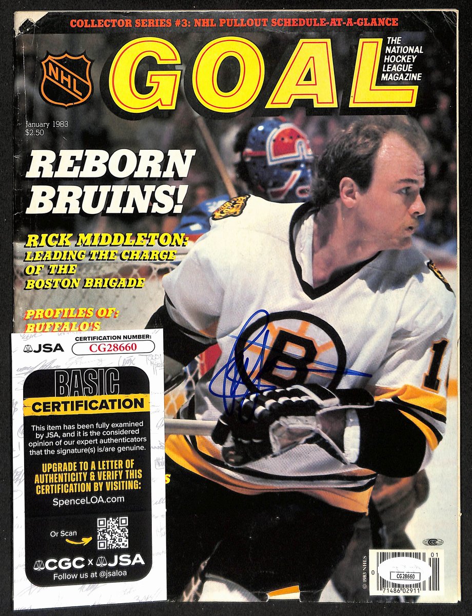 Rick Middleton Boston Bruin Signed January 1983 Goal Magazine JSA 197190