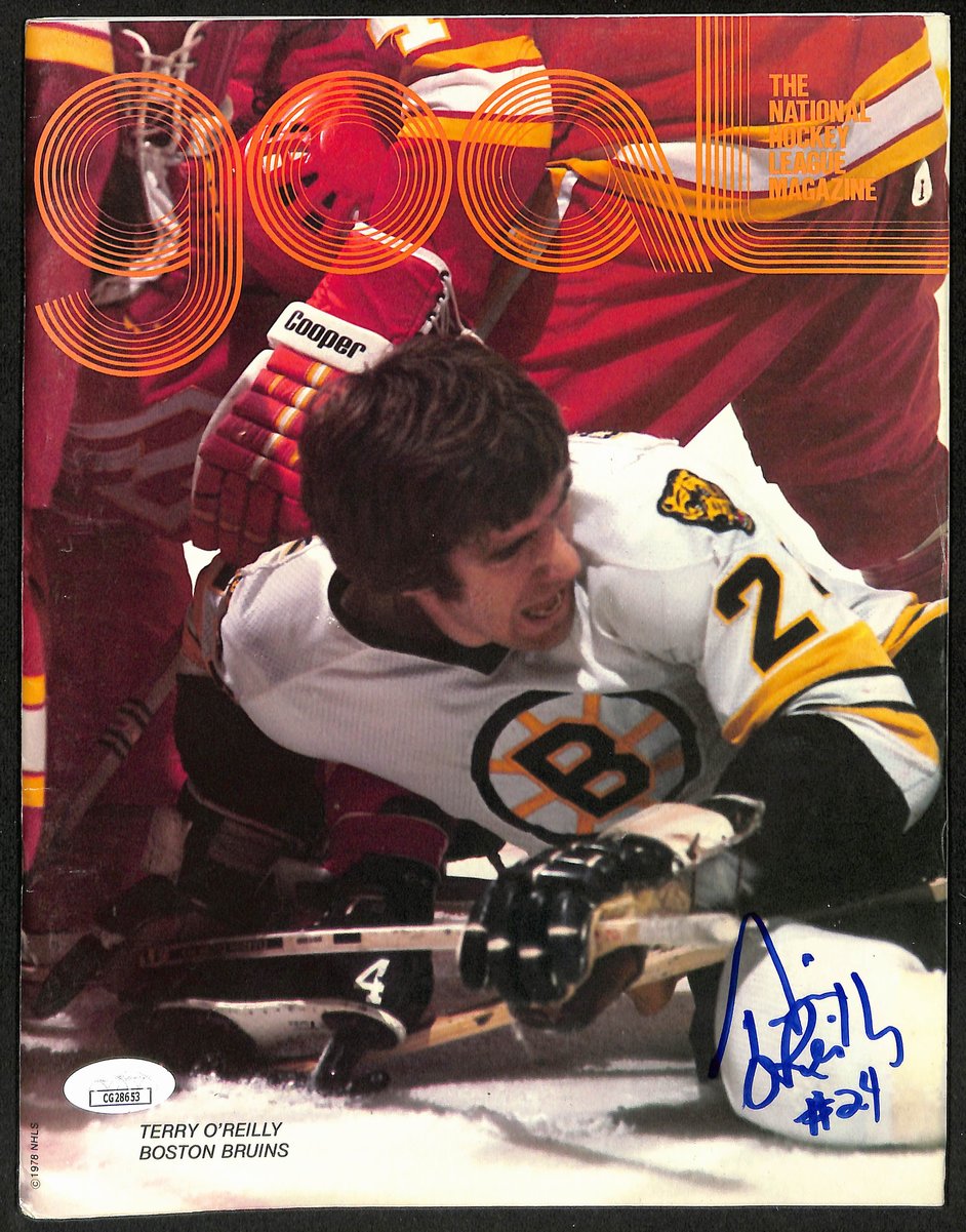 Terry O'Reilly Boston Bruins Signed Goal Magazine JSA 197225