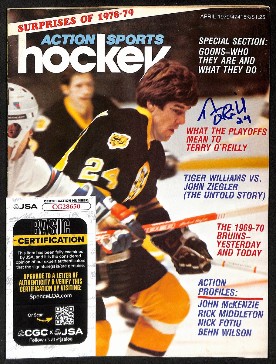 Terry O'Reilly Boston Bruins Signed April 1979 Action Sports Hockey JSA 197228