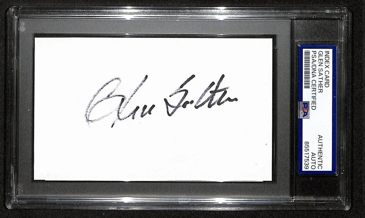Glen Sather Signed/Autographed 3x5 Index Card Edmonton Oilers PSA/DNA 197039