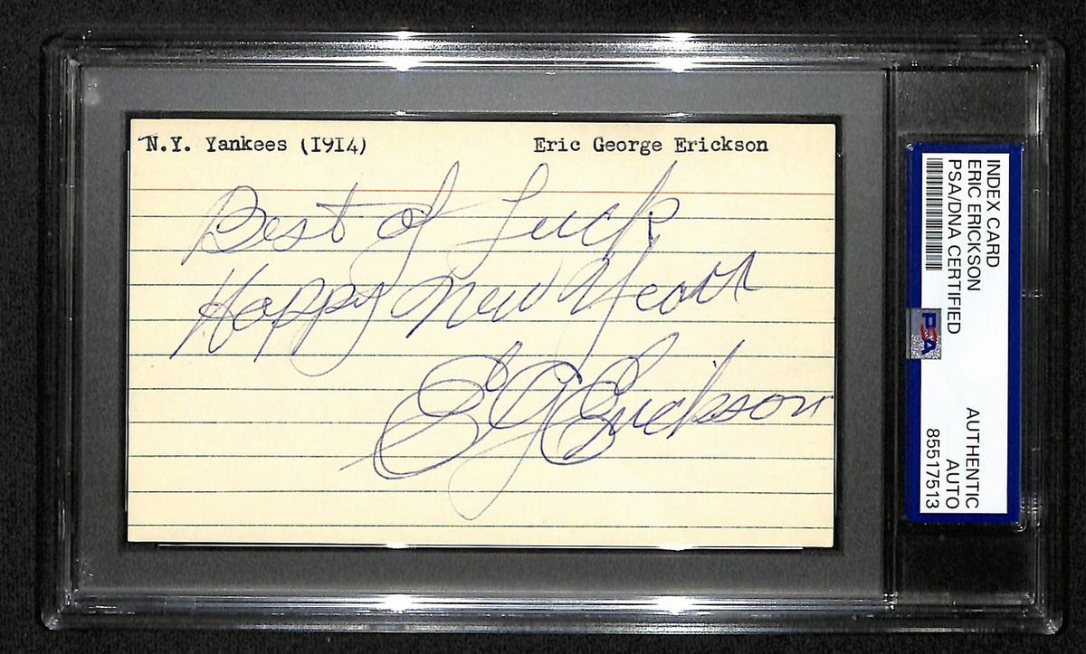 Eric Erickson Signed/Autographed 3x5 Index Card New York Yankees PSA/DNA 197785