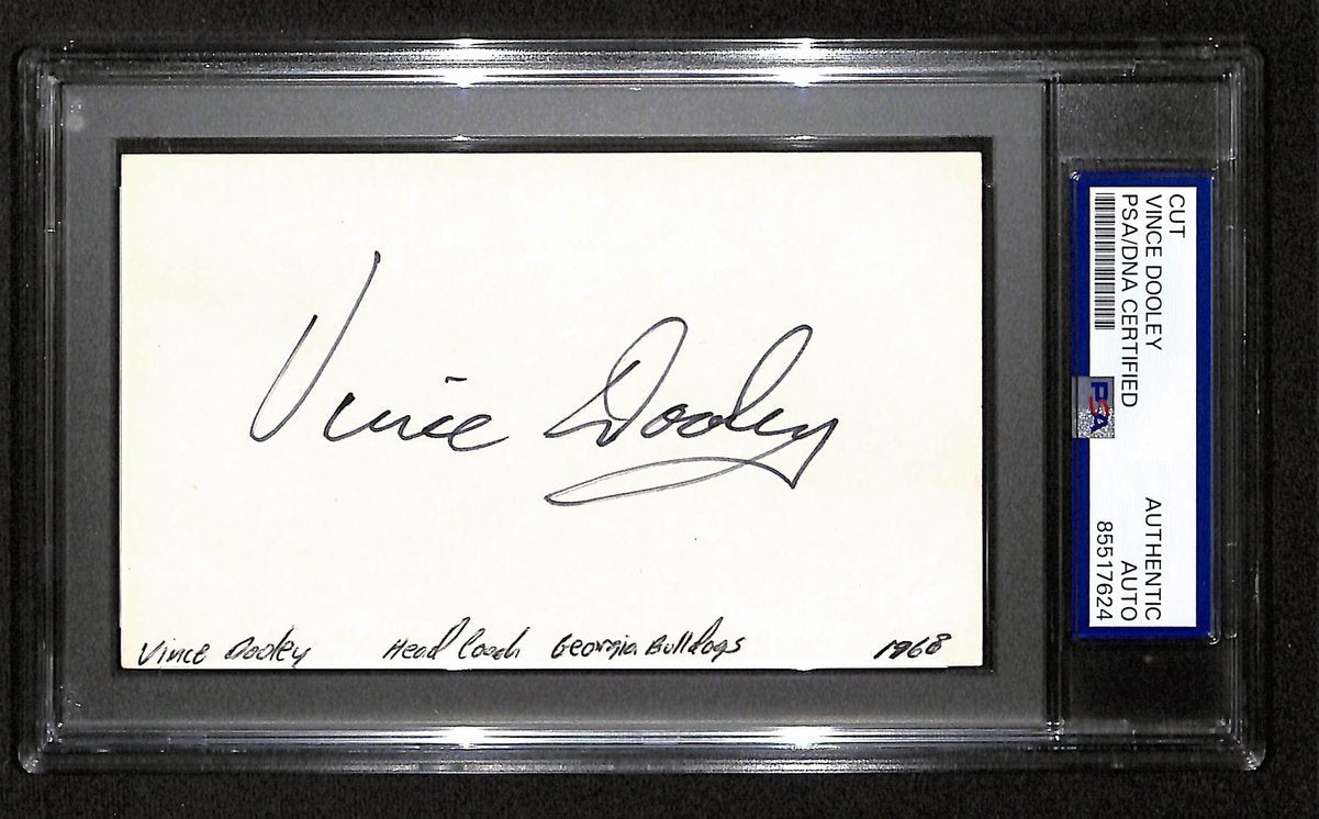 Vince Dooley Signed/Auto Cut on 3x5 Card Georgia Bulldogs Coach PSA/DNA 197823