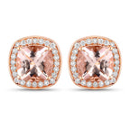 2.71 Carat Genuine Morganite and White Diamond 14K Rose Gold Earrings