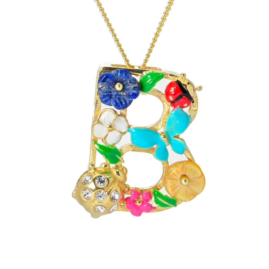 Graziella 23K Gold Plated Simulated Diamond & Gem Choice of Initial Necklace