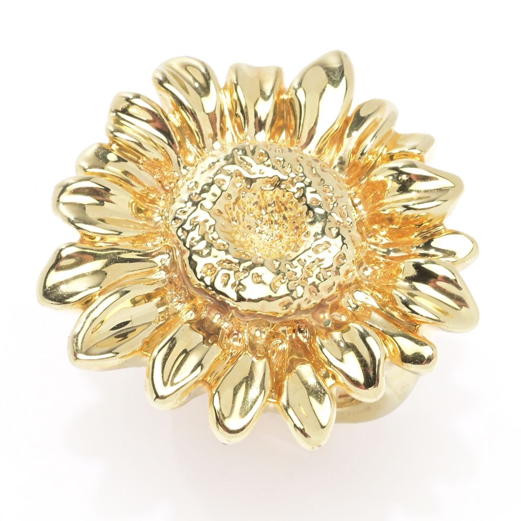 Graziella 23K Gold Plated Electroform Polished Sunflower Ring