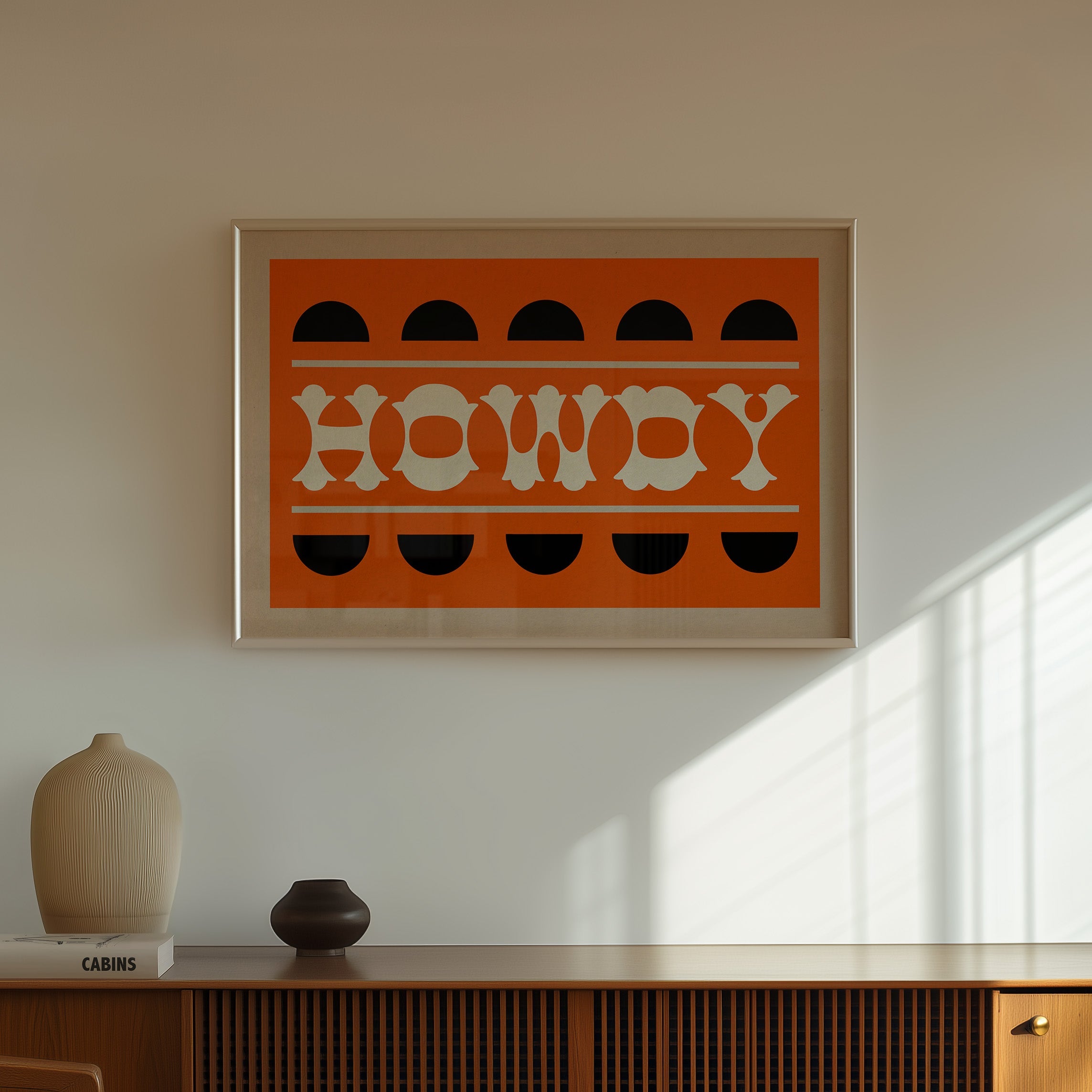 Orange and Black Howdy Home Decor Art Print