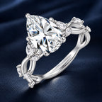 925 Sterling Silver White Gold Plated 3ct Moissanite Size 6 Ring for Women