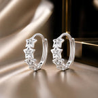 925 Sterling Silver Earrings with Pavé Setting, Size: 13*5mm, for Women