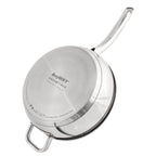 BergHOFF Belly Shape 18/10 Stainless Steel 9.5" Deep Skillet with Glass Lid, 3.2qt