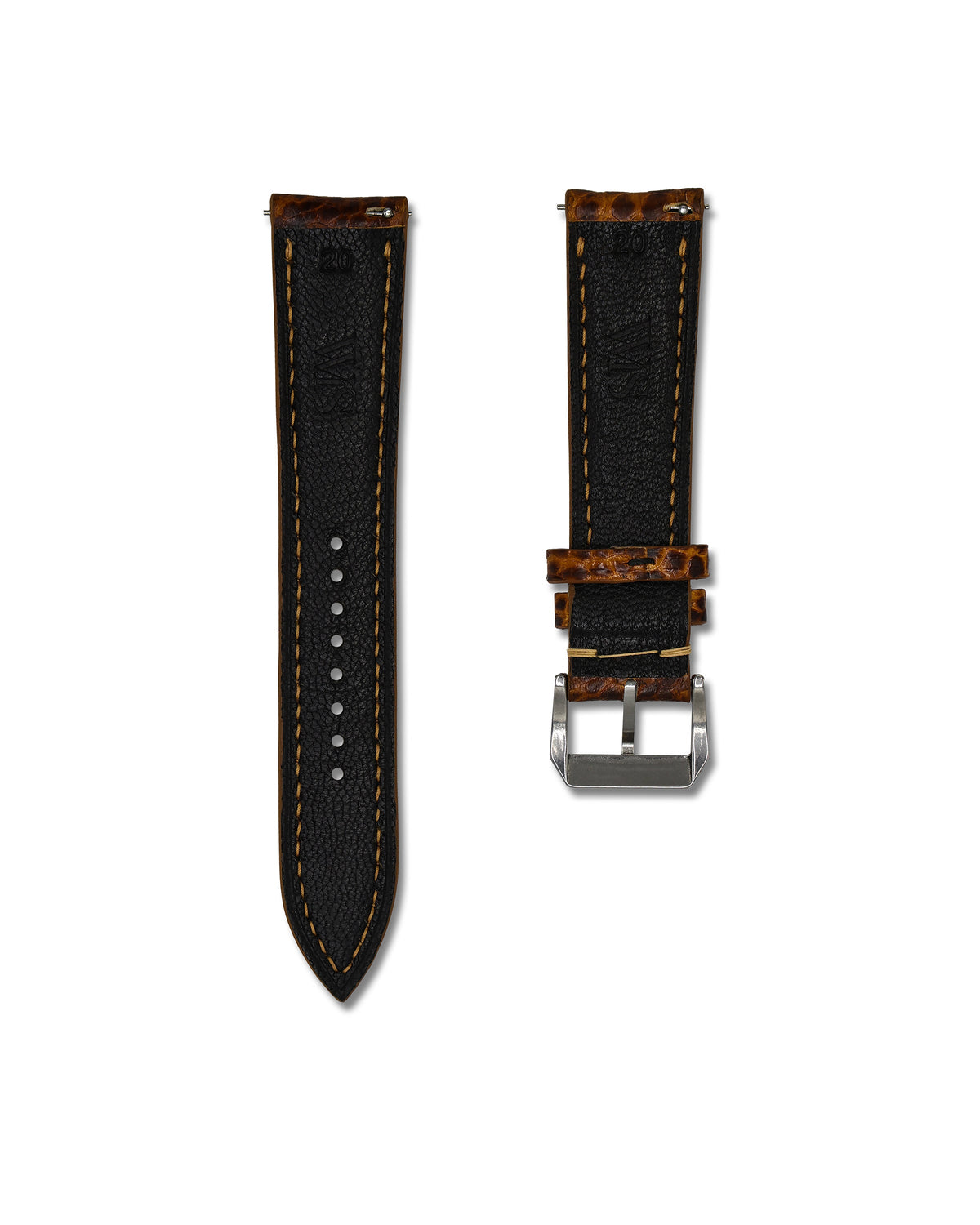 Tiger's Eye Bespoke Ostrich Shin Leather Watch Strap 24mm