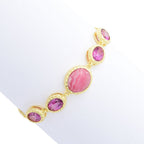 Elemental Gems 18K Gold Plated Opaque & Faceted Gemstone Bolo Bracelet