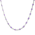 Elemental Gems Platinum Plated Choice of 7x5mm Gemstone Station Necklace