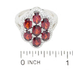 Elemental Gems Platinum Plated 4.95ctw Garnet & White Zircon Cluster Ring