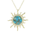 Elemental Gems 12mm Blue Copper Turquoise & Zircon Sun Pendant