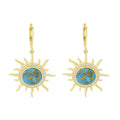 Elemental Gems 10mm Blue Copper Turquoise & Zircon Sun Drop Earrings