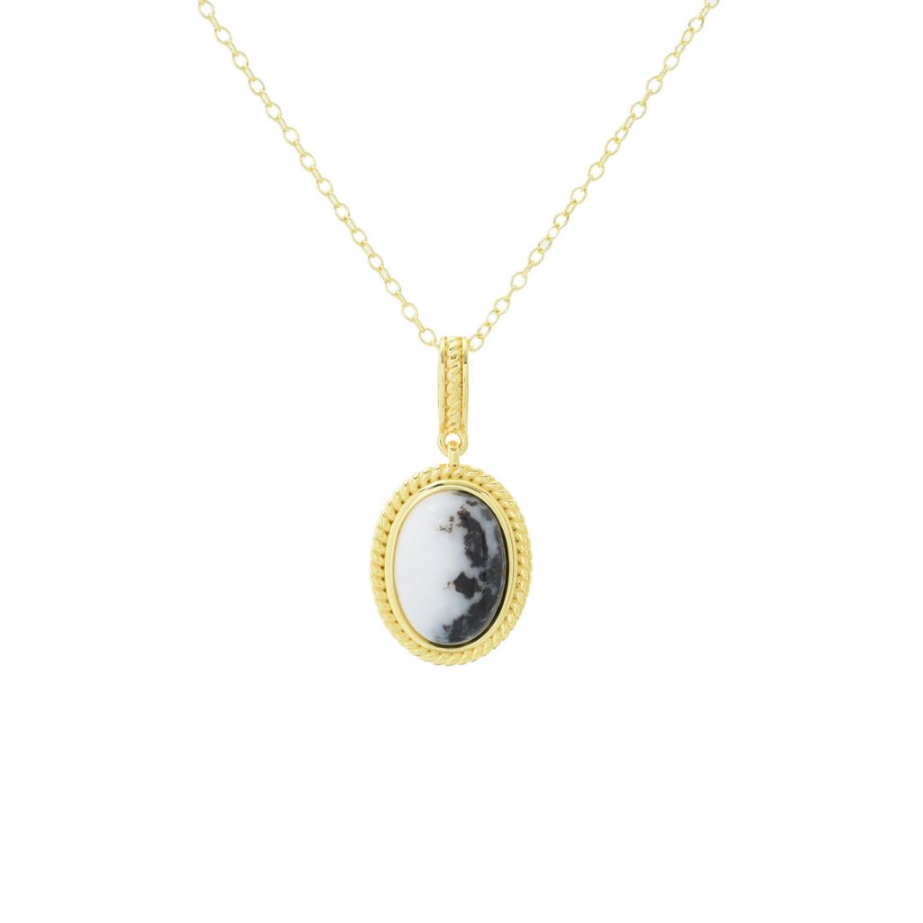 Elemental Gems 14x10mm White Buffalo Textured Pendant w/ Chain