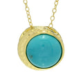 Elemental Gems 18K Gold Plated Campitos Turquoise Crescent Moon Pendant w/ Chain