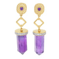 Gem Treasures 18K Vermeil Choice of Gem Crystal 1.75" Dangle Earrings