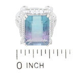 Gem Treasures 14.17ctw Emerald Cut Bicolor Fluorite & Zircon Ring