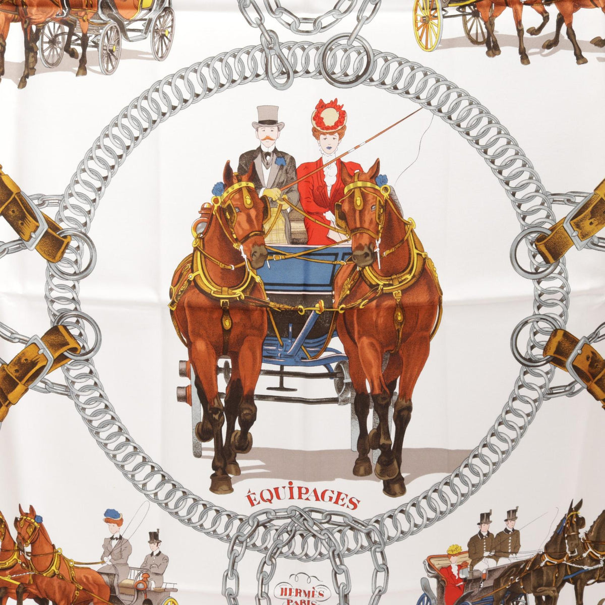 Hermès Carré 90 · Equipages · Silk Scarf